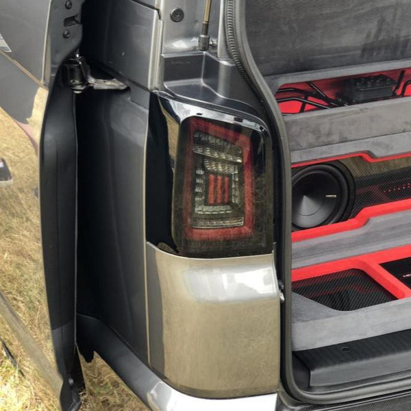 For VW T5.1 Transporter MK3.1 Van Tailgate LED Rear Lights Smoked Ideal LED Full Frame Led Light- Bar