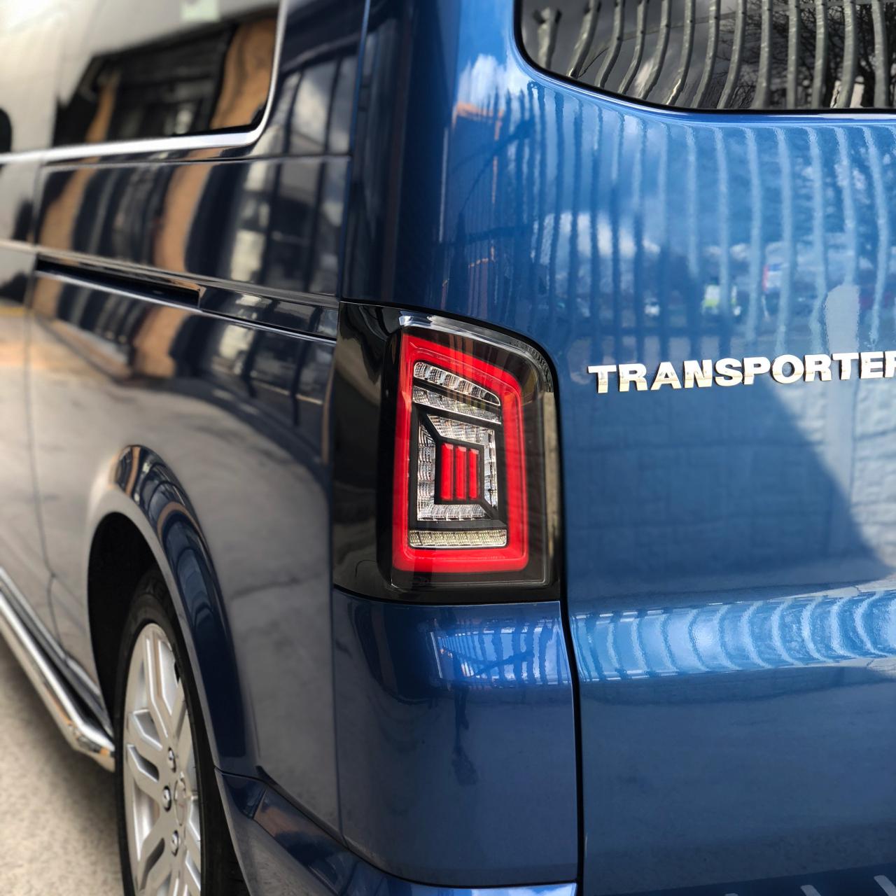 For VW T5 Transporter MK3.1 Van Tailgate LED Rear Lights Smoked Ideal LED Full Frame Led Light- Bar