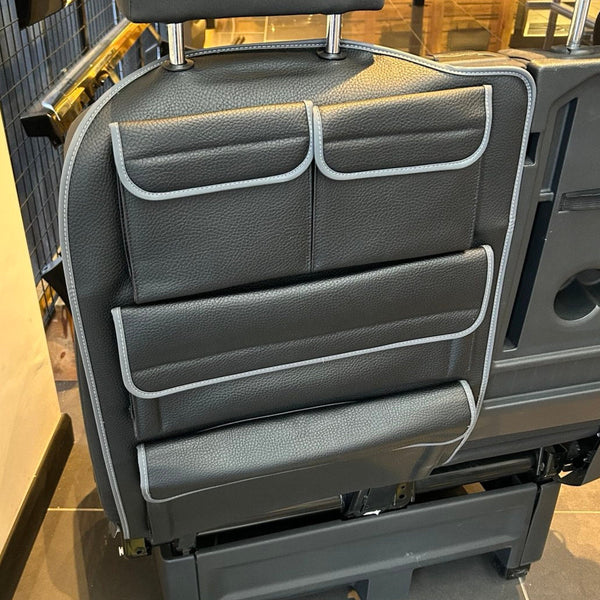 For New VW Crafter Left Side Double Passenger Seat Back Organiser | Black Leatherette Storage Pocket – Van-X