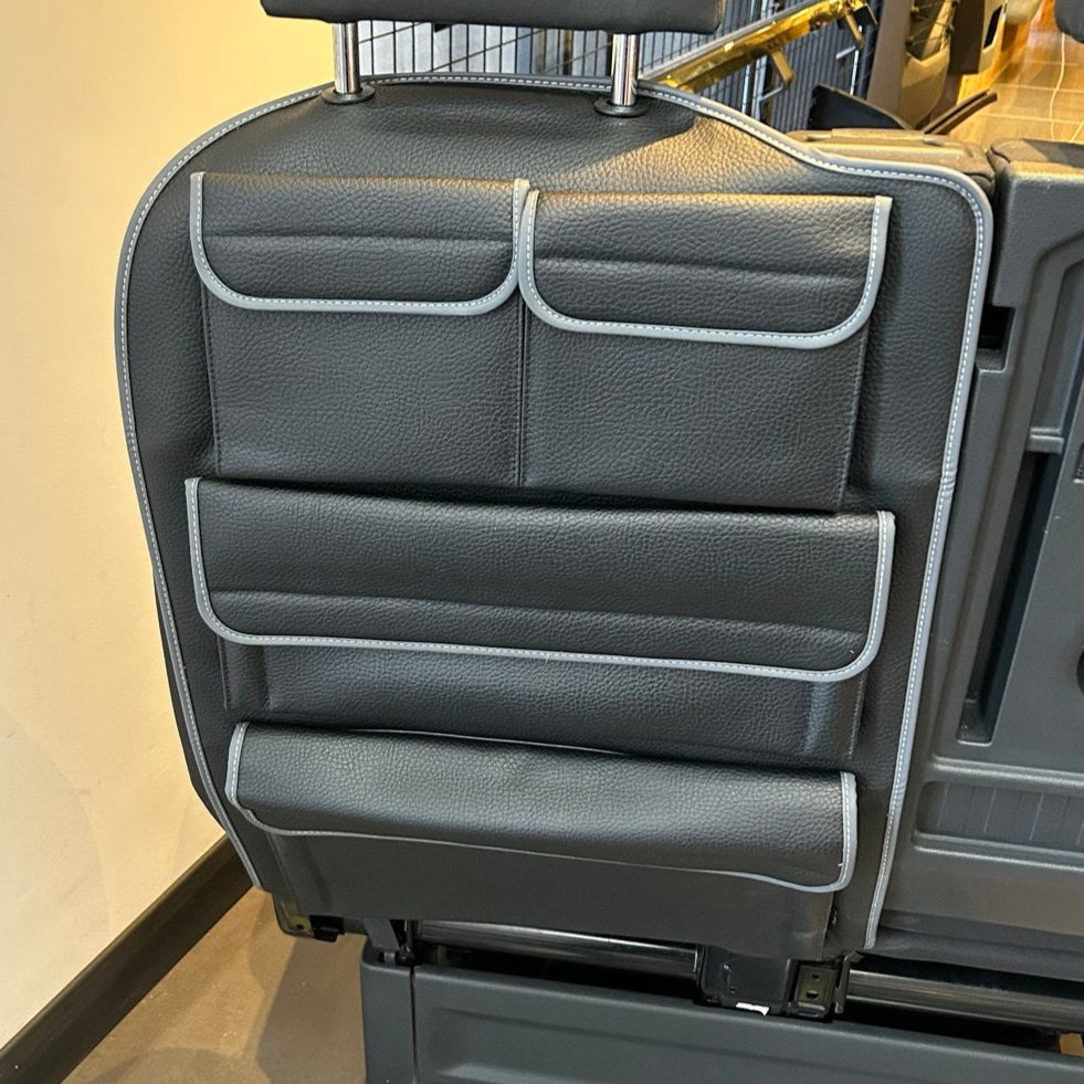 For New VW Crafter Left Side Double Passenger Seat Back Organiser | Black Leatherette Storage Pocket – Van-X