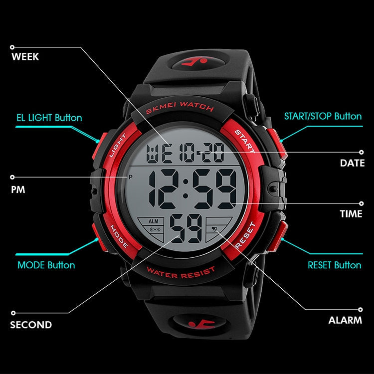 SKMEI 1258 Multifunctional Outdoor Sports Noctilucent Waterproof Wrist Watch, Size: S