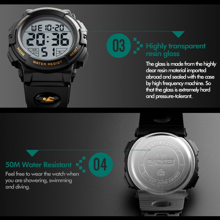 SKMEI 1258 Multifunctional Outdoor Sports Noctilucent Waterproof Wrist Watch, Size: S