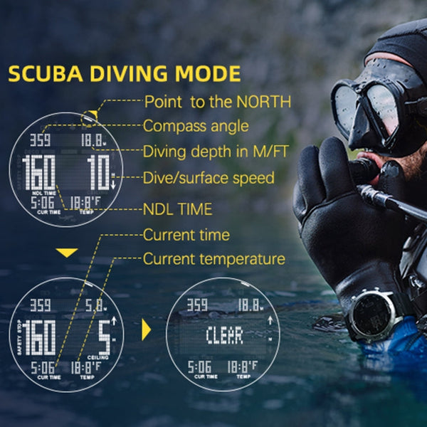 NORTH EDGE AQUA 100m Waterproof Scuba Diver Smart Watch, Support Luminous Display & Compass Mode