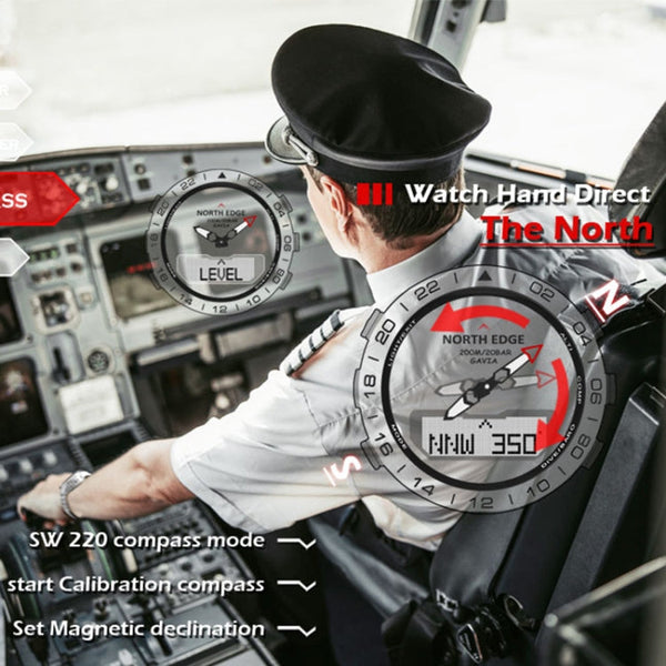 North Edge GAVIA Men Outdoor Sport 50m Waterproof Smart Digital Watch Diving Watch, Support Barometer & Pedometer