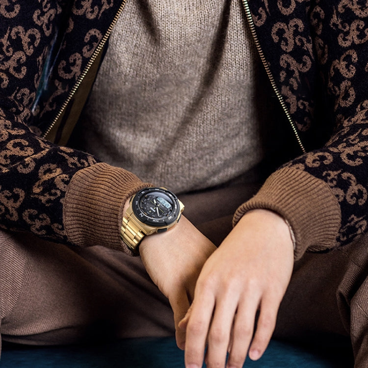 SKMEI 1370 Multifunctional Men Outdoor Sports Noctilucent Waterproof Stainless Steel Digital Wrist Watch