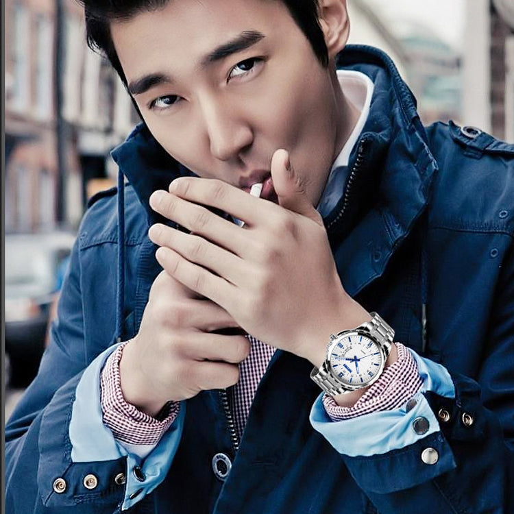 SKMEI 9069 Multifunctional Outdoor Fashion Business Waterproof Silver Shell Quartz Wrist Watch