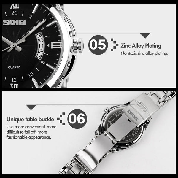 SKMEI 9069 Multifunctional Outdoor Fashion Business Waterproof Interval Gold Shell Quartz Wrist Watch