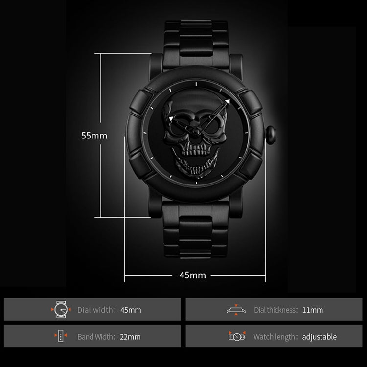 SKMEI 9178 Skull Pattern Multifunctional Outdoor Men Fashion Waterproof Quartz Wrist Watch