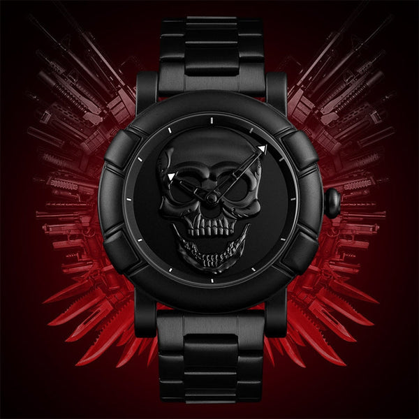 SKMEI 9178 Skull Pattern Multifunctional Outdoor Men Fashion Waterproof Quartz Wrist Watch