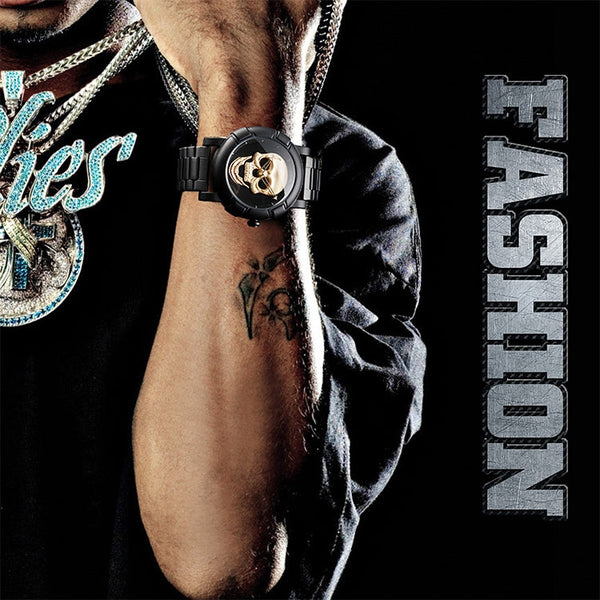 SKMEI 9178 Skull Pattern Multifunctional Outdoor Men Fashion Waterproof Quartz Wrist Watch