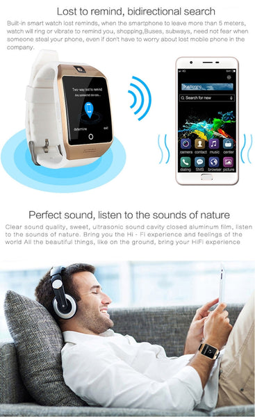 Q18S 1.54 inch IPS Screen MTK6260A Bluetooth 3.0 Smart Watch Phone, Pedometer / Sedentary Reminder / Sleeping Monitor  / Anti-Loss / Remote Camera / GSM / 0.3M Camera