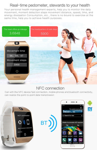 Q18S 1.54 inch IPS Screen MTK6260A Bluetooth 3.0 Smart Watch Phone, Pedometer / Sedentary Reminder / Sleeping Monitor  / Anti-Loss / Remote Camera / GSM / 0.3M Camera