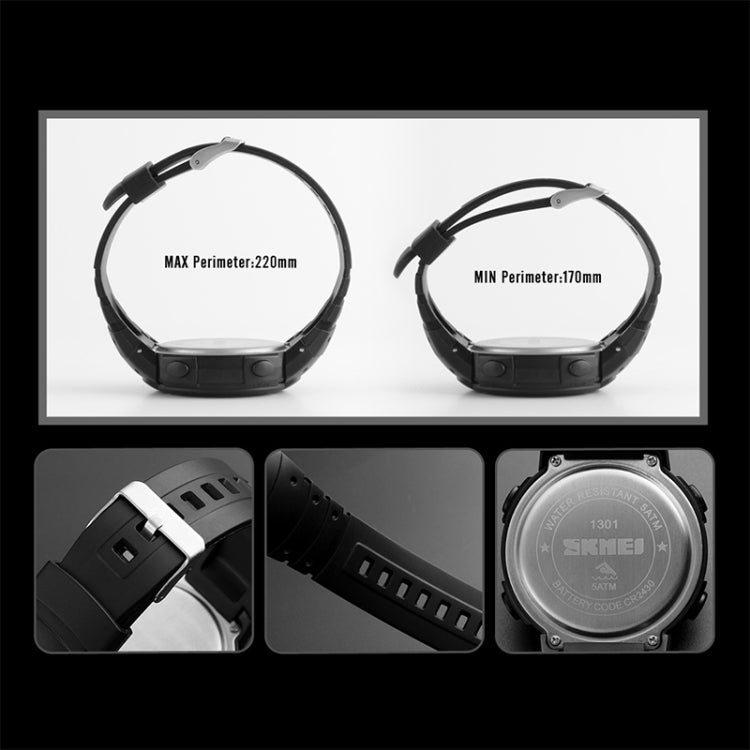 SKMEI 1301 Multifunction 50m Waterproof Sports Bluetooth Smart Watch, Compatible with Android & iOS System