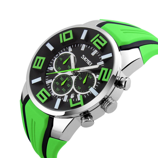 SKMEI 9128 Fashion Multifunctional 3D Large Dial Sports Wristwatch 30m Waterproof Quartz Watch