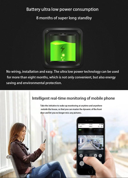 VESAFE Home VS-M2 HD 720P Security Camera Smart WiFi Video Doorbell Intercom, Support TF Card & Night Vision & PIR Detection APP for IOS and Android