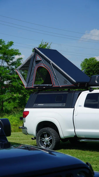 WEIER WERT-001S Vehicle Hard shell Triangle Roof Top Tent - For Car / RV / Pickup / Van / Camper / 4x4 - 2 Person 300Kg + 7mm Mattress + Ladder + LED Light + Shoe Bag
