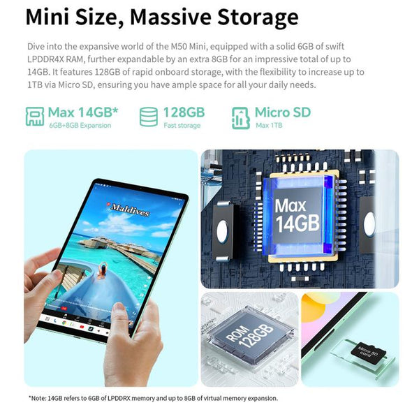 Teclast M50 Mini WiFi Tablet PC, 4GB+128GB, 8.7 inch Android 15 Unisoc T606 Octa Core