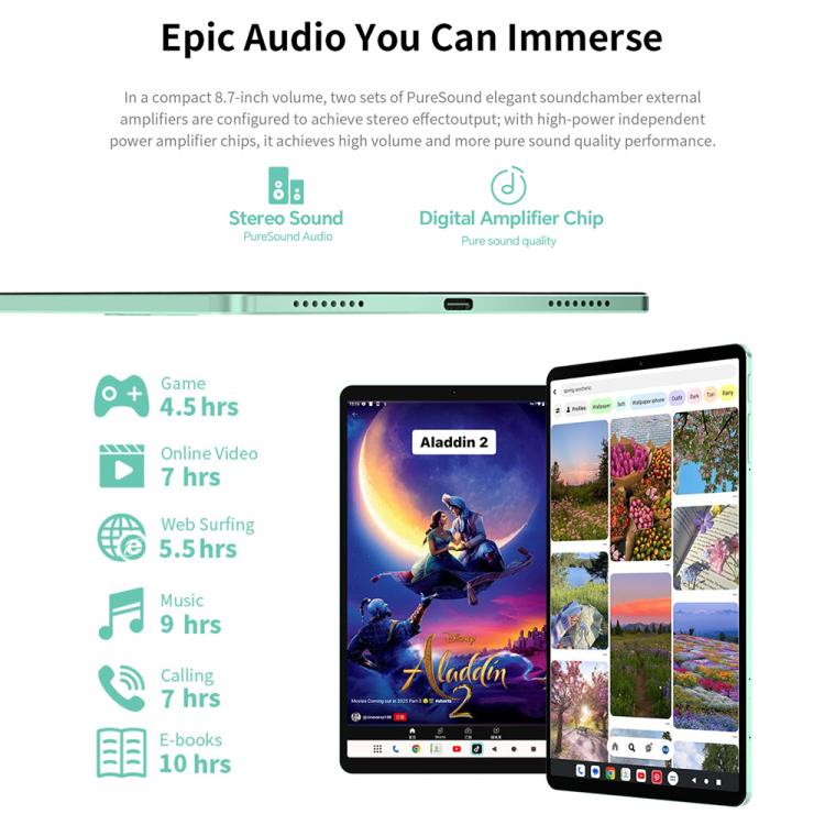 Teclast M50 Mini WiFi Tablet PC, 4GB+128GB, 8.7 inch Android 15 Unisoc T606 Octa Core