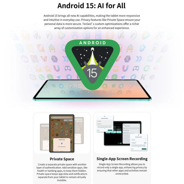 Teclast P50AI WiFi Tablet PC, 6GB+128GB, 11 inch Android 15 Allwinner A733 Octa Core with NPU