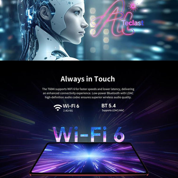 Teclast T60AI WiFi Tablet PC, 6GB+128GB, 12 inch Android 15 Allwinner A733 Octa Core with NPU