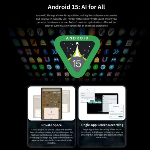 Teclast T60AI WiFi Tablet PC, 6GB+128GB, 12 inch Android 15 Allwinner A733 Octa Core with NPU