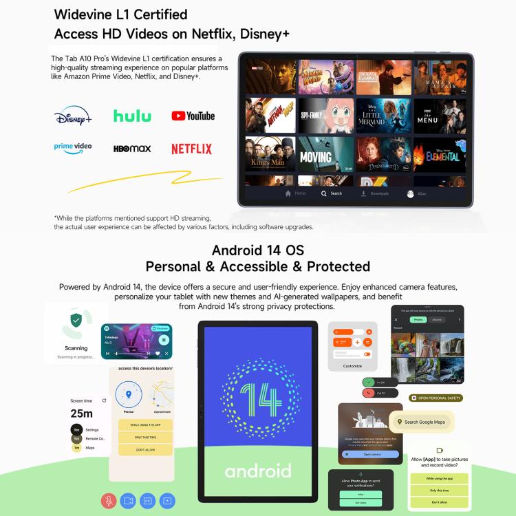 Ulefone Tab A10 Pro Tablet PC, 6GB+128GB, 11 inch Android 14 MediaTek MT8786 Octa Core 4G Network, EU Plug