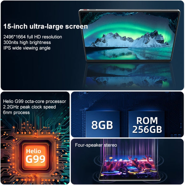 Jumper EZpad Max15 Tablet PC, 8GB+256GB, 15 inch Android 14 OS MediaTek MT8781 Octa Core Network: 4G, US Plug