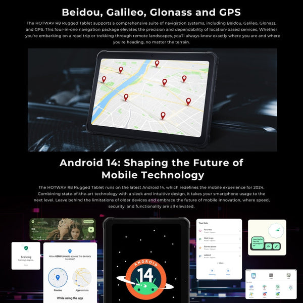 HOTWAV Tab R8 IP68/IP69K Rugged Tablet, 4GB+128GB, 10.1 inch Android 14 Unisoc T606 Octa Core 4G Network, Global Version with Google Play, EU Plug