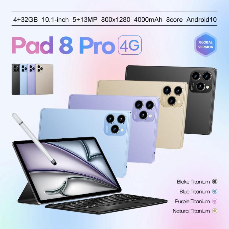 Pad 8 Pro 10.1 inch 4G LTE Tablet PC Combo Set, 4GB+32GB, Android 10 MT6755 Octa Core, with Keyboard / Mouse / Leather Case, UK Plug