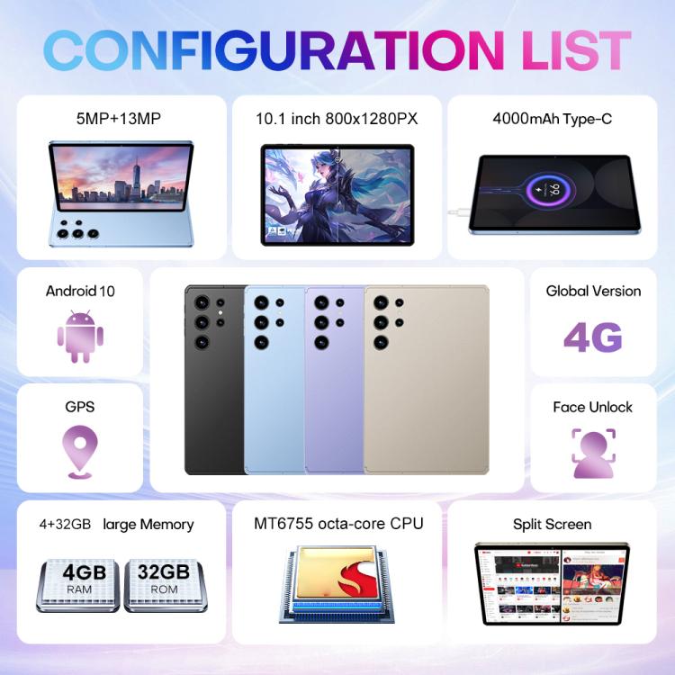 Pad 9 Pro 10.1 inch 4G LTE Tablet PC Combo Set, 4GB+32GB, Android 10 MT6755 Octa Core, with Keyboard / Mouse / Leather Case, UK Plug