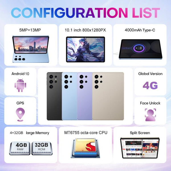 Pad 9 Pro 10.1 inch 4G LTE Tablet PC Combo Set, 4GB+32GB, Android 10 MT6755 Octa Core, with Keyboard / Mouse / Leather Case, AU Plug