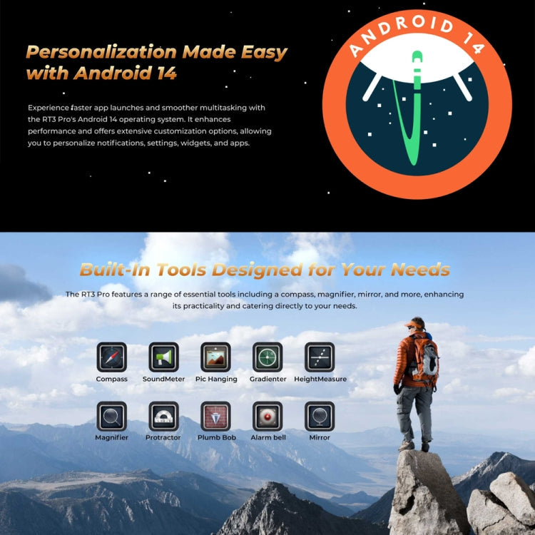 OUKITEL RT3 Pro 4G Network IP68/IP69K Rugged Tablet, 4GB+128GB, 8.0 inch Android 14 MediaTek G81 Octa-Core Support Dual SIM, EU Plug