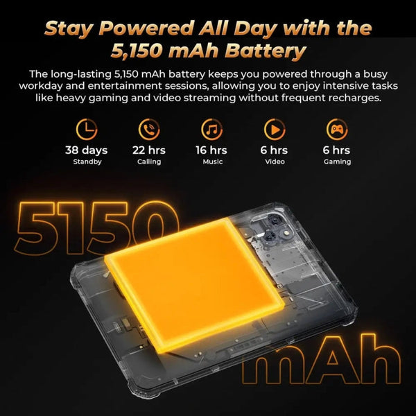 OUKITEL RT3 Pro 4G Network IP68/IP69K Rugged Tablet, 4GB+128GB, 8.0 inch Android 14 MediaTek G81 Octa-Core Support Dual SIM, EU Plug