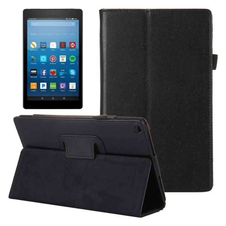 For Amazon Kindle Fire HD8 (2017) Litchi Texture Horizontal Flip Leather Case with Holder