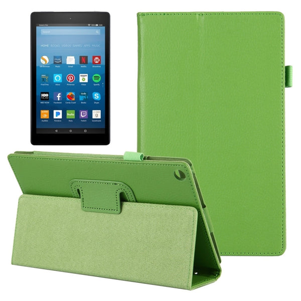 For Amazon Kindle Fire HD8 (2017) Litchi Texture Horizontal Flip Leather Case with Holder