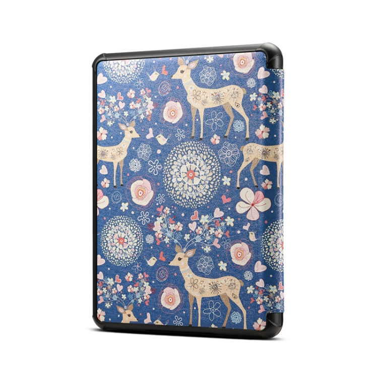 Reindeer Blue Pattern Horizontal Flip PU Leather Protective Case for Amazon Kindle 2019, with Sleep & Wake-up Funtion
