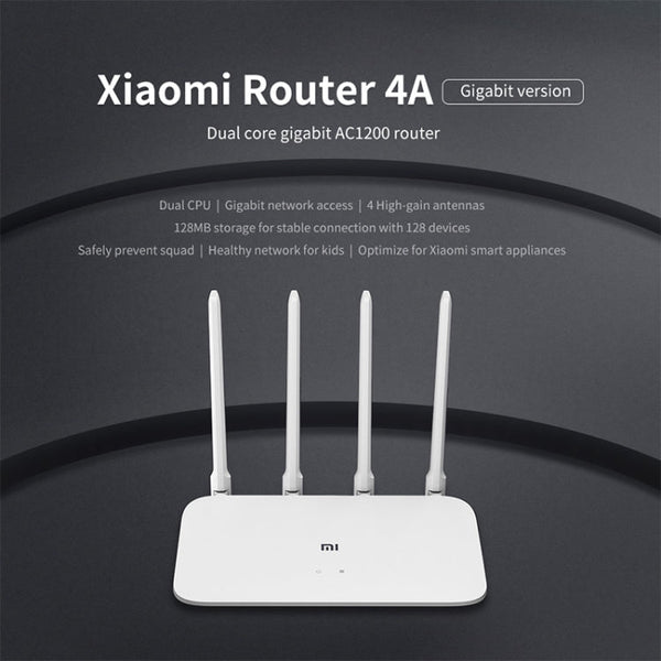 Original Xiaomi WiFi Router 4A Smart APP Control AC1200 1167Mbps 128MB 2.4GHz & 5GHz Dual-core CPU Gigabit Ethernet Port Wireless Router Repeater with 4 Antennas, Support Web & Android & iOS, US Plug