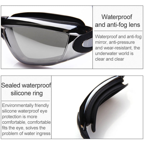 High-definition Waterproof Fogproof Swimming Goggles with Swimming Cap, Swimming Goggles with Cap (Black), Swimming Goggles with Cap (Black Plating), Swimming Goggles with Cap (Pink), Swimming Goggles with Cap (Blue), Swimming Goggles with Cap (Silver)