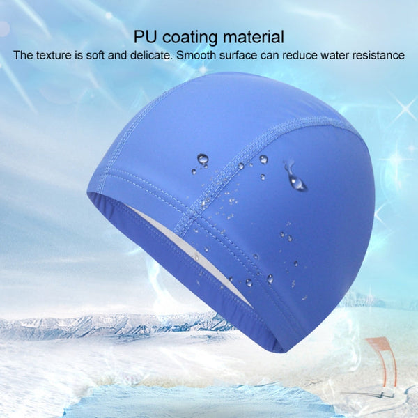 Adult Waterproof PU Coating Stretchy Swimming Cap Keep Long Hair Dry Ear Protection Swim Cap, PU Swim Cap (Black), PU Swim Cap (Blue), PU Swim Cap (Silver), PU Swim Cap (Baby Blue), PU Swim Cap (Pink)