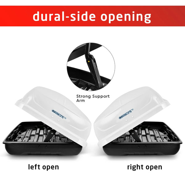 CW White ABS 400L Car Rooftop Cargo Box with Security Keys and Dual Side Opening 157 x 76 x 39cm / 75kg capacity