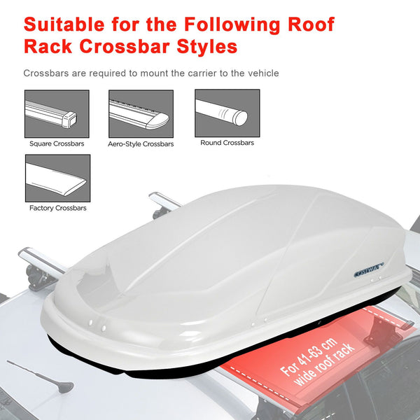 CW White ABS 400L Car Rooftop Cargo Box with Security Keys and Dual Side Opening 157 x 76 x 39cm / 75kg capacity