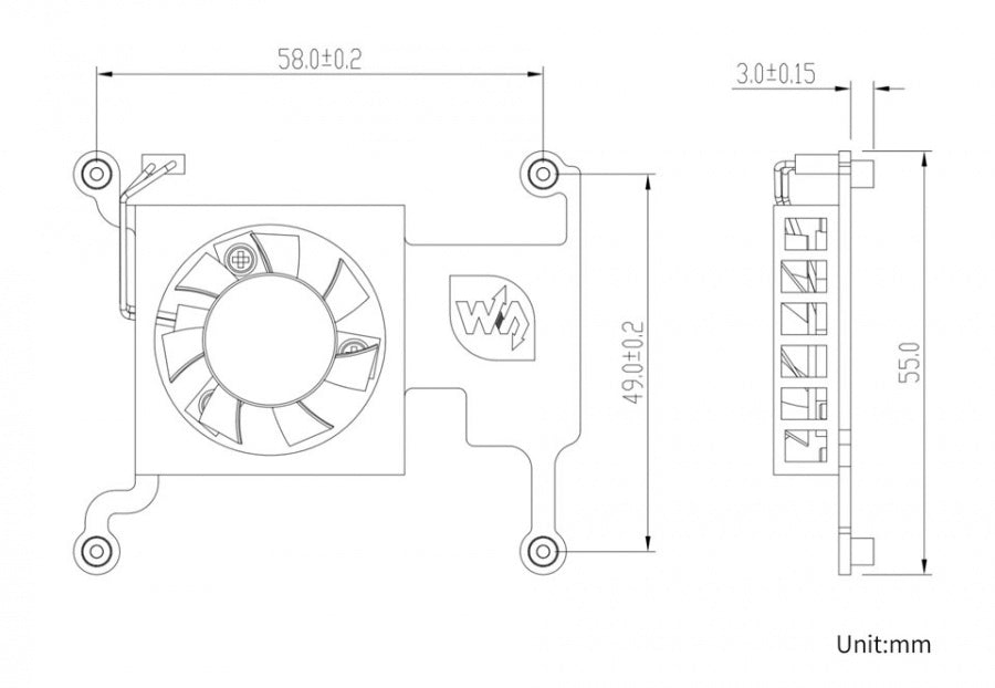 Waveshare PI-FAN-3007-B (with GPIO)