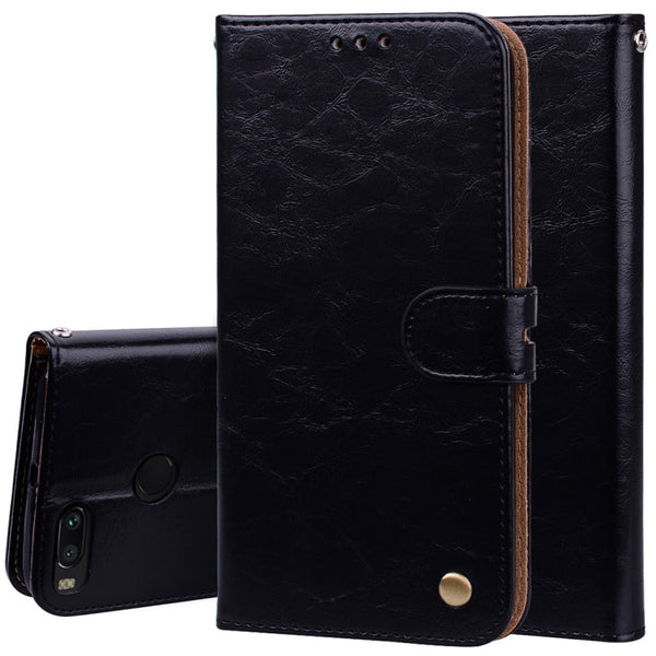 For Xiaomi  Mi A1 & 5X Business Style Oil Wax Texture Horizontal Flip Leather Case with Holder & Card Slots & Wallet & Lanyard