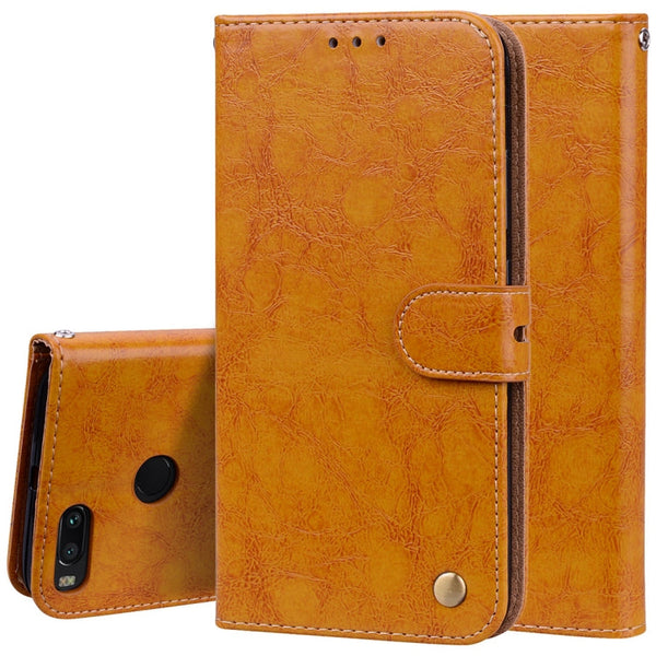 For Xiaomi  Mi A1 & 5X Business Style Oil Wax Texture Horizontal Flip Leather Case with Holder & Card Slots & Wallet & Lanyard
