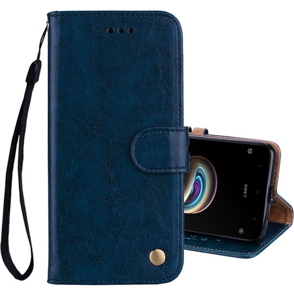For Xiaomi  Redmi 5A Business Style Oil Wax Texture Horizontal Flip Leather Case with Holder & Card Slots & Wallet & Lanyard