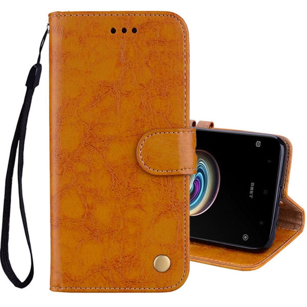 For Xiaomi  Redmi 5A Business Style Oil Wax Texture Horizontal Flip Leather Case with Holder & Card Slots & Wallet & Lanyard