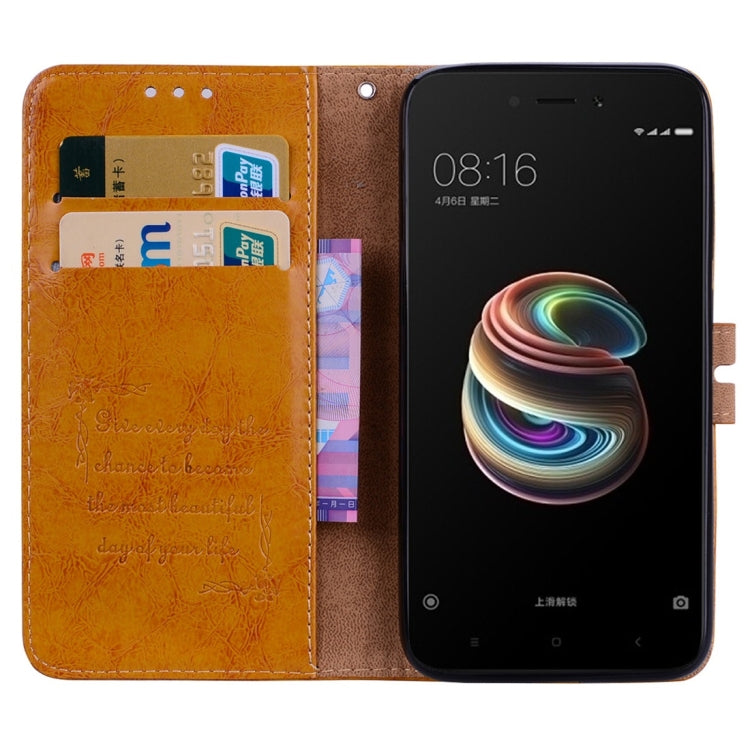 For Xiaomi  Redmi 5A Business Style Oil Wax Texture Horizontal Flip Leather Case with Holder & Card Slots & Wallet & Lanyard