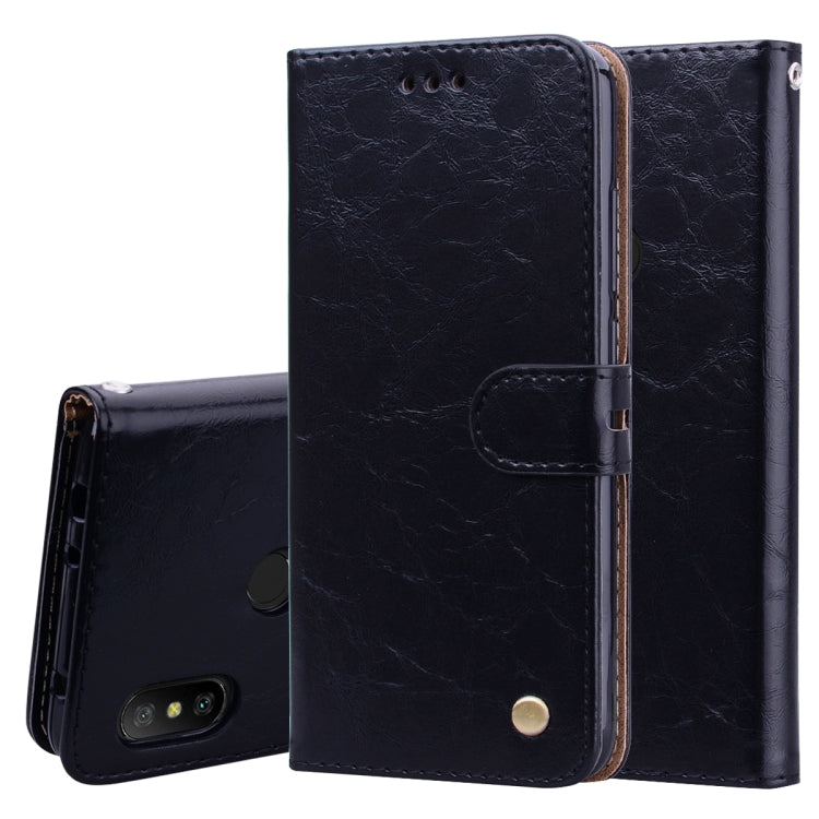 Business Style Oil Wax Texture Horizontal Flip Leather Case for Xiaomi Redmi Note 6 Pro, with Holder & Card Slots & Wallet