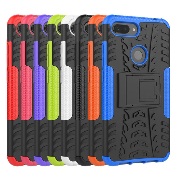 Shockproof  PC + TPU Tire Pattern Case for Xiaomi Mi 8 Lite, with Holder, For Xiaomi Mi 8 Lite