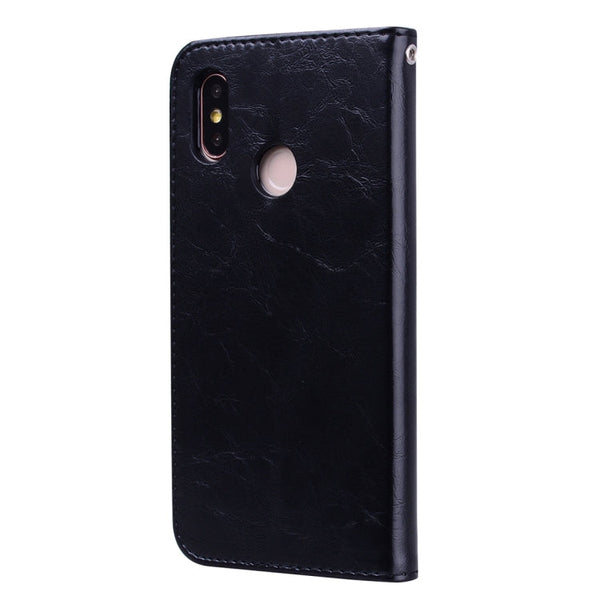 Business Style Oil Wax Texture Horizontal Flip Leather Case for Xiaomi Mi 8, with Holder & Card Slots & Wallet